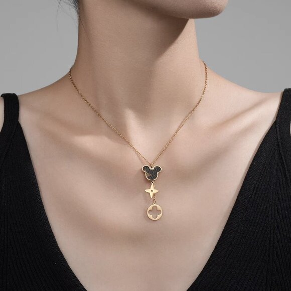 Gold Charm Jewelry Set | Necklace Bracelet Earrings | Adjustable | Boutique - Picture 4 of 7